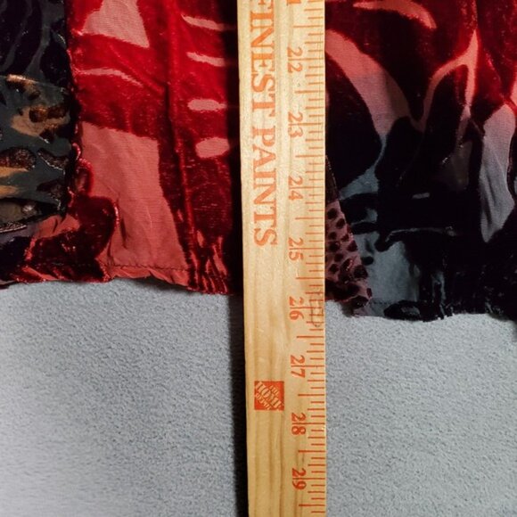 Laura Ashley Jacket Womans 2X Patchwork Velvet Burnout Silk Blend Kimono Boho - Picture 5 of 7